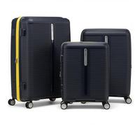 Eminent Finno Set Valises 3 Pièces, Extensible, Rigide, 4 Roues, Légère, Serrure TSA, Cabine Moyenne Grande, Trolley Voyage Avion Vacances Bleu