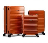 Eminent Voyager Set Valises 3 Pièces, Extensible, Rigide, 4 roulettes, Légère, Serrure TSA, Cabine Moyenne Grande, Trolley Voyage Avion Orange