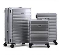 Eminent Voyager Set Valises 3 Pièces, Extensible, Rigide, 4 roulettes, Légère, Serrure TSA, Cabine Moyenne Grande, Trolley Voyage Avion Argenté