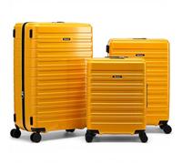 Eminent Voyager Set Valises 3 Pièces, Extensible, Rigide, 4 roulettes, Légère, Serrure TSA, Cabine Moyenne Grande, Trolley Voyage Avion Jaune