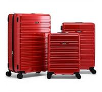 Eminent Voyager Set Valises 3 Pièces, Extensible, Rigide, 4 roulettes, Légère, Serrure TSA, Cabine Moyenne Grande, Trolley Voyage Avion Rouge