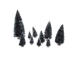 Eminza Lot de 10 sapins Verts Enneigés pour Village de Noël