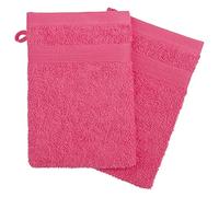 Eminza Lot de 2 Gants de Toilette en Coton - 15 x 21 cm - Rose