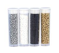 Eminza - Lot de 4 tubes perles rocailles 8 g - Blanc, Argent, Or, Noir