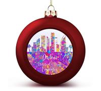 Émirats arabes unis Dubaï - Boule de Noël en forme de gratte-ciel - Silhouette de sapin de Noël à suspendre - Décoration de vacances saisonnière pour la maison, la ferme, la décoration de Noël