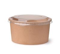 emissimo Bol à salade à emporter avec couvercle marron rond I Bol à salade en carton kraft avec revêtement intérieur PLA I Couvercle en PET recyclé (300, bol de 1000 ml + couvercle)
