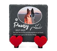 EMIT PRINT Plaque Animal Commémorative Personnalisée avec Sélectionné Support pour Chat, Chien, Lapin | Tombale Carré en Ardoise Naturelle de Différentes Tailles | 10 cm x 10 cm | Arc-en-Ciel