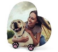 EMIT PRINT Plaque Commémorative Personnalisée en Forme De Coeur, avec Photo, Texte, Nom Et Patte, pour Chat, Chien Et Pierre Tombale en Ardoise, À Imprimer À L'horizontale.
