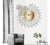 EMITDOOG Grande horloge murale pour décoration de salon, grande horloge murale à piles, silencieuse, sans tic-tac, pour cuisine, maison, bureau, chambre, bureau, décoration murale ronde en cristal