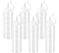 EMITUOFO Bouteilles à Condiments Squeeze, 6 Pcs Bouteille Sauce, Recipient Sauce, Transparent Flacon Souple en Plastique Presser Les Bouteilles avec Capuchon