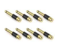 EMK Adaptateur RCA vers 1/4" (6,35 mm vers RCA) - Plaqué or RCA femelle vers quart de pouce femelle TS mono adaptateur audio phono pour table de mixage, caisson de basses (RCA vers 1/4 adaptateurs)