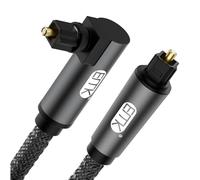 EMK Câble à fibre optique à 90 degrés, pivotant à 360 degrés, réglable, câble audio optique à angle droit, câble Toslink ulg rotatif à fibre optique pour barre de son (0,6 m, optique à 90°, noir