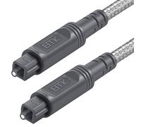 EMK Câble audio numérique optique Toslink - [gaine en coton tressé, durable et flexible] Cordon fibre optique pour Home Cinéma, barre de son, TV, PS4, Xbox et plus (1M)