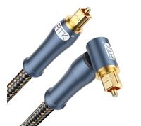 EMK Câble Audio Optique Câble Toslink angle droit (prise or 24 carats, Fibre Optique 90 degrés, SPDIF à Toslink, rotation 360 °) Câbles Optical Coudé pour DVD, Haut-parleur, Soundbar, TV (4 mètres)