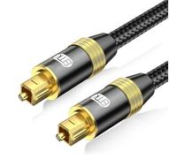 EMK Câble Audio Optique Câble Toslink Numérique Cable Optique Audio 24K Plaqué or Plug Mâle à Mâle SPDIF Optical à Toslink pour Barre de son, Haut-parleur, Soundbar, TV (B-1m)