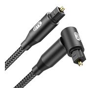 EMK Câble Audio Optique Cordon Optique Câbles Toslink Angle Droit (Plaqué or, cable optical coudé, SPDIF à toslink, pivotable 360 degrés) Câble Optic pour DVD, Haut - parleurs, Subwoofer, TV (5 m)