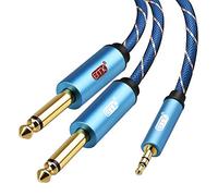 EMK Câble AUX 3,5 mm à Double 6,35 TS Câble Audio Stéréo jack Téléphone, Ordinateur, Mélangeur, Haut-parleur, amplificateur Adaptateur de Canal L & R 6,35 mm (3 m)