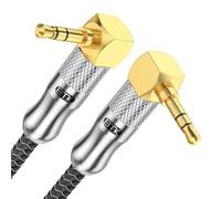 EMK Câble auxiliaire audio stéréo de 3,5 mm (prise mâle à 90 degrés vers fiche coudée) - 2 m - Câble auxiliaire TRS à double angle plaqué or - Compatible avec ordinateur portable, smartphone, lecteur