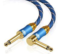 EMK Câble de guitare à angle droit 6,35 mm 1/4 gaine de câble audio mono 90 degrés en nylon tressé câble guitare, raccordement, haut-parleur, basse, clavier, amp, câbles d'instrument (5 m)
