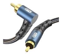EMK Câble de Subwoofer Angle Droit Câble Cinch RCA 90 degrés Prise Rca Cordon Coudé Phono Plaqué Or 24K Cable Coaxial Numérique pour Home Cinéma, TV, Soundbar (1 mètre)