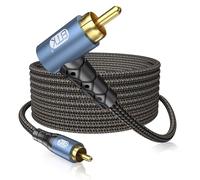 EMK Câble de Subwoofer Angle Droit Câble Cinch RCA 90 degrés Prise Rca Coudée Phono Plaqué Or 24K Cable Coaxial Numérique pour Home Cinéma, TV, Soundbar (8 mètres)