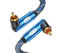 EMK Câble de Subwoofer Câble RCA Angle Droit Câble Audio Coaxial Numérique Mâle vers RCA Cinch Coaxial Double 90 Degrés pour Haut-Parleur, TV, Soundbar (2 mètres)