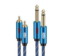 EMK Câble Mono 6,35 mm 1/4'' vers 2RCA, Dual 6,35 mm TS à 2RCA Câbles d'interconnexion Mâle à Mâle Câble Audio Stéréo 6.3mm pour amplificateurs, clavier, DVD, TV, haut-parleur (5 m)