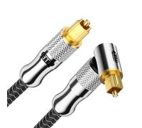 EMK Câble optique à 90 degrés plaqué or 24 carats, câble audio optique rotatif à 360 degrés, câble Toslink numérique à angle droit pour barre de son, TV 1,5 m