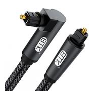 EMK Cable Optique Câble Optique Audio Numérique Toslink Câble Fibre Optique Spdif pour Home Cinéma, Barre de Son, TV, PS4, Xbox (4M, Cable Optique 90 Degrés, Noir)