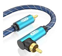 EMK Câble RCA Angle Droit Câble Subwoofer 90 degrés Câbles RCA Cinch Coudé Cable Coaxial Numérique pour Soundbar, Haut-parleur, TV, Amplificateur (1 M)