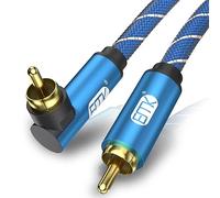 EMK Câble RCA Angle Droit Câble Subwoofer 90 degrés Câbles RCA Cinch Coudé Cable Coaxial Numérique pour Soundbar, Haut-parleur, TV, Amplificateur (5 M)