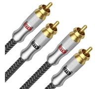 EMK Câble RCA Blindé 2 Mâle vers 2 Mâle - 5 m Argent - Câble Audio Stéréo pour Home Cinéma et Système Hi-Fi - Câble Subwoofer avec Tresse et Blindage - Transmission Haute Fidélité