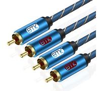 EMK Câble RCA, Câble 2RCA (L&R) Phono 2 x RCA à 2 x RCA Phono Mâle vers Mâle Cables Cinch Audio Stéréo en Aluminium tressé pour Lecteur DVD, TV, Haut-parleur, Consoles de jeu, Soundbar (2 m)