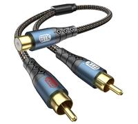 EMK Câble répartiteur 30cm RCA femelle vers 2 mâles Plaqué or 24 carats Adaptateur RCA stéréo Y Câble coaxial vers 2RCA Pour barre de son, TV, haut-parleur, caisson de basses (femelle-2mâles)