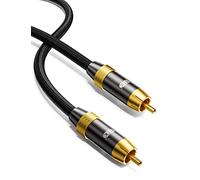 EMK Câble Subwoofer Câble RCA Cable Coaxial Numérique Mâle à Mâle Plaqué or 24K Cinch Phono Tressé en Nylon Subwoofer pour TV, barre de son, Haut-parleur, Amplificateur (1 mètre)