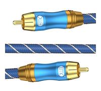 EMK Câble Subwoofer Câble RCA Cable Coaxial Numérique Stéréo L/R Digital Plaqué Or Nylon Tressé Coaxiale vers Cinch DAC Audio Convertisseur, Haut-parleur, Soundbar, TV, Bleu (5 m)