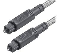 EMK Câbles Optique Câble Audio Numérique Optique Léger et flexible Cable Toslink Câble Audio Optical Câbles SPDIF pour Barre de son, Cinéma maison, Téléviseur, Haut-parleur (Gris, 3 m)