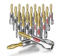 EMK Cosses Banane à Serrage Sécurisé Dorées à l'Or 24K - Connecteurs Fermés pour Câbles Enceintes, Home Cinéma, Ampli, Récepteur A/V et Prises Murales(20 Pièces)
