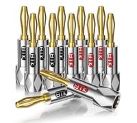 EMK Cosses Banane à Serrage Sécurisé Dorées à l'Or 24K - Connecteurs Fermés pour Câbles Enceintes, Home Cinéma, Ampli, Récepteur A/V et Prises Murales(12 Pièces)