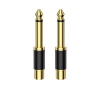 EMK Lot de 2 adaptateurs RCA vers 1/4" (6,35 mm vers RCA) - Plaqué or RCA femelle vers quart de pouce femelle TS mono adaptateur audio phono pour table de mixage, caisson de basses (RCA vers 1/4
