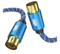 EMK Midi Câble, 5 broches Midi Cable d'instrument Clavier Mâle à Mâle 5 broches Din in-Out MI-DI Câble Audio pour Orgue électronique, Mélangeur, Piano, Tambours, Carte son (1,5 mètres)