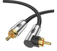 EMK Subwoofer Cable 90 Degree RCA Câble audio coaxial à angle droit Câble audio numérique RCA pour amplificateurs, haut-parleurs, barre de son, home cinéma et systèmes hi-fi (5m)