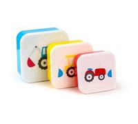 eMKay Little Tractors Lot de 3 boîtes à déjeuner empilables (350 ml/550 ml/800 ml) | Pots à goûter en polypropylène sans BPA - Boîtes à déjeuner gigognes pour enfants et adultes