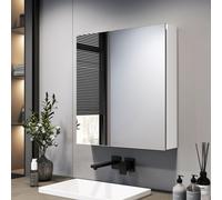 EMKE Armoire de toilette 60×65cm Blanc 2 portes，Charnières silencieuses et amovibles et réglables Étagère de salle de bain