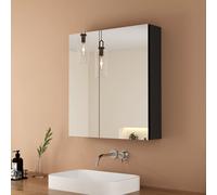EMKE Armoire de toilette 60×65cm Noir 2 portes，Charnières silencieuses et amovibles et réglables Étagère de salle de bain