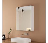 EMKE Armoire de toilette blanc mat, 50×65cm porte simple et étagère réglable Armoire de salle de bain