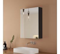 EMKE Armoire de toilette noir mat, 50×65cm porte simple et étagère réglable Armoire de salle de bain
