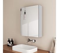 EMKE Armoires de Salle de Bain avec Miroir 50 x 65 cm,Blanc,Simple Porte