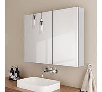 EMKE Armoires de Salle de Bain avec Miroir, Double Porte,Armoire Miroir Salle de Bain, avec 2 étagère réglable,85Lx65Hx14.5P cm (Type3, Blanc)