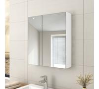 EMKE Armoires de toilette, 60x65cm Armoire de toilette avec miroir double face (Blanc)